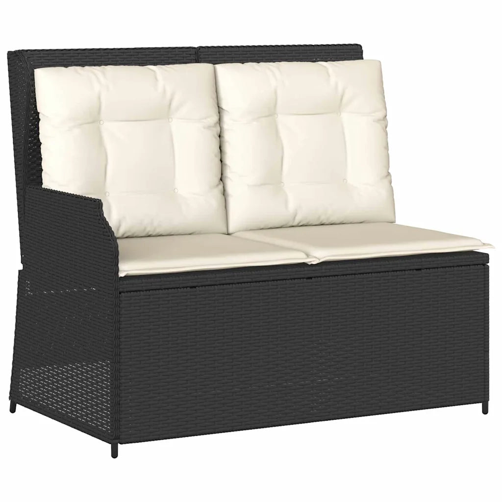 vidaXL Panchina da giardino con cuscino Nero Poly Rattan