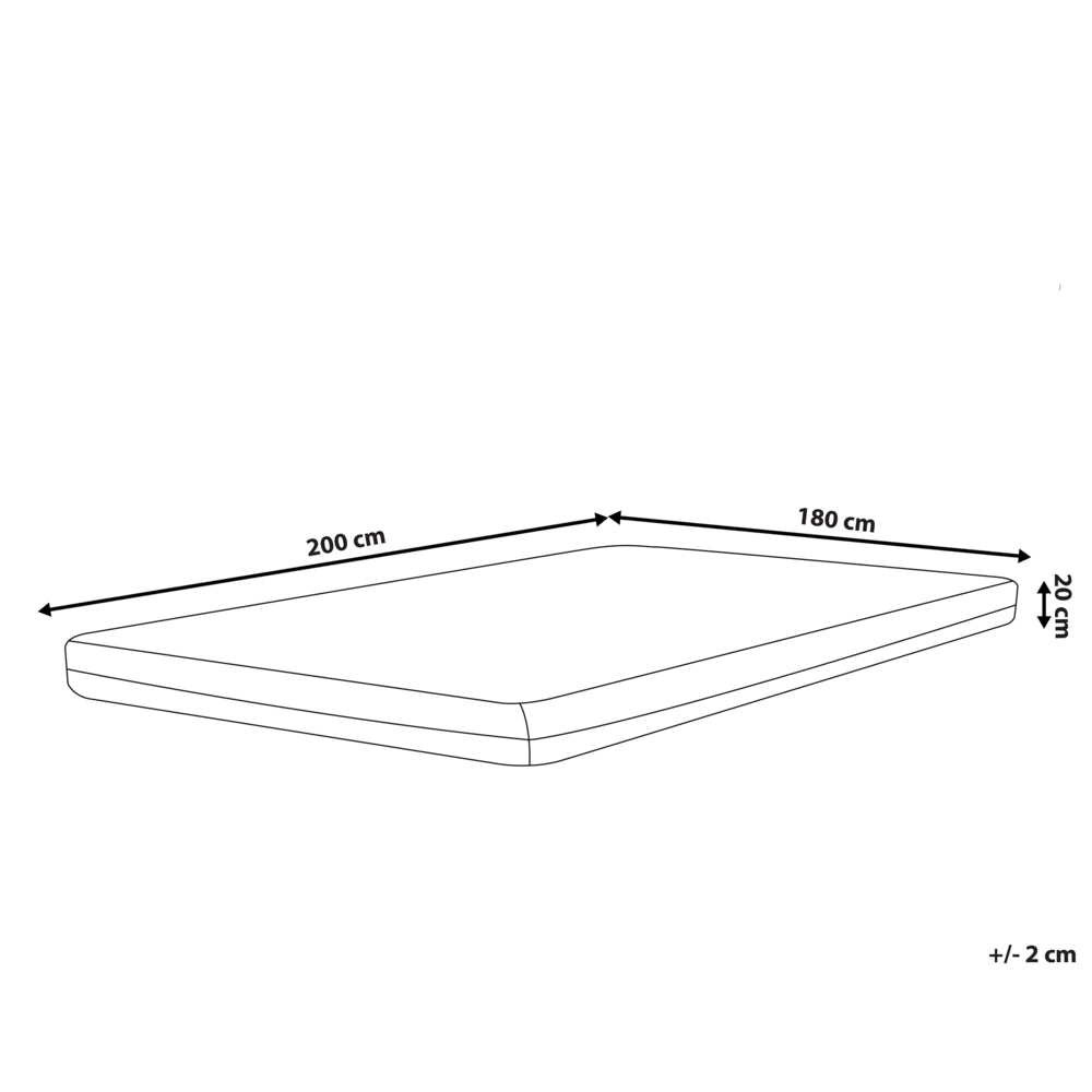 Materasso in Memory Foam Bianco con Tessuto Grigio Duro 180 x 200 cm