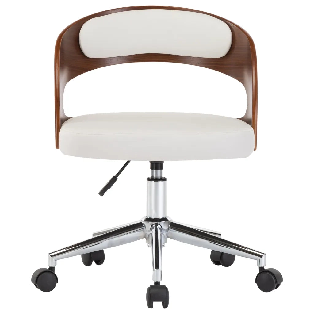 Sedia da Ufficio Girevole Bianca in Legno Piegato e Similpelle cod mxl 24976
