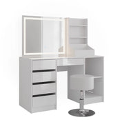 Vicco Tavolo da toeletta Bianco/bianco lucido 128.2 cm 4 parti
