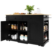 Carrello da Cucina con 2 Cassetti e 6 Vani; Piano Pieghevole e Prese; MDF Metallo; Nero Naturale; 151;5 x 59;7 x 91;7 cm