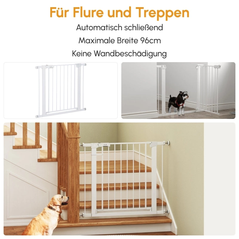 Barriera estensibile a forbice con chiusura automatica larghezza regolabile 75-96 cm in acciaio bianco