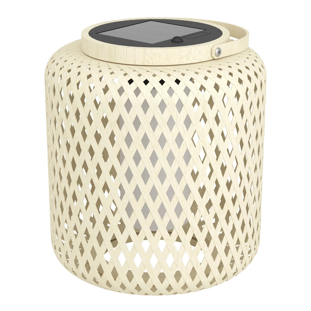Luce Solare A Rete Esterno Marliano Legno Marrone Policarbonato Bianco Led
