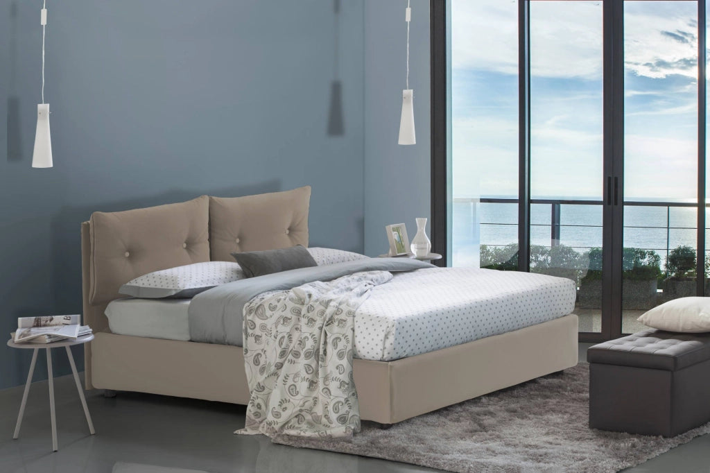 Albiate, Letto Singolo Materasso Incluso Made in Italy, Grigio Tortora
