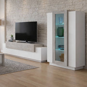 Isaia, Parete Attrezzata Modulabile Made in Italy, 45x280x120h cm Bianco Lucido