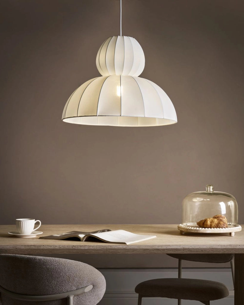 Lampada a sospensione in finta seta bianca Plafoniera Sala da pranzo Soggiorno Stile moderno