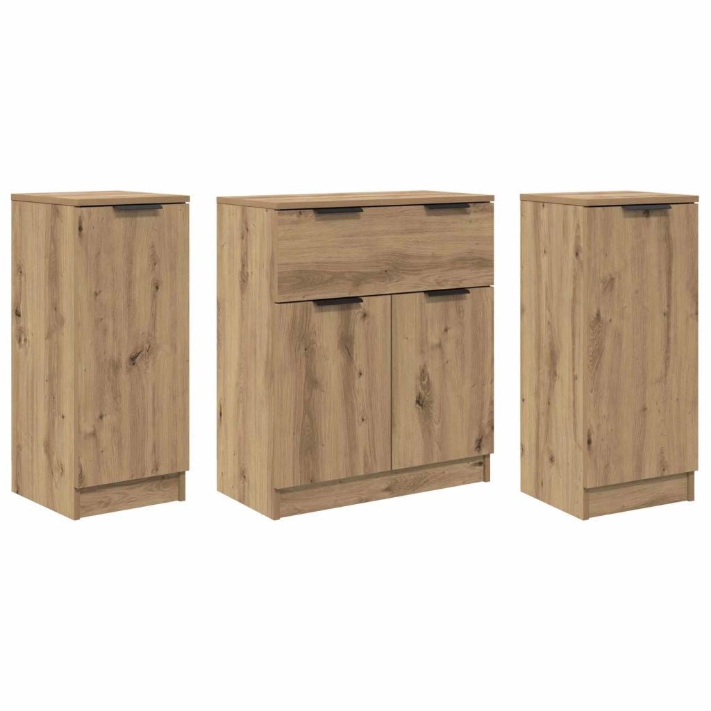 Credenza 3 pz | Madia | Buffet da pranzo | Armadio da pranzo Rovere artigianale Legno multistrato