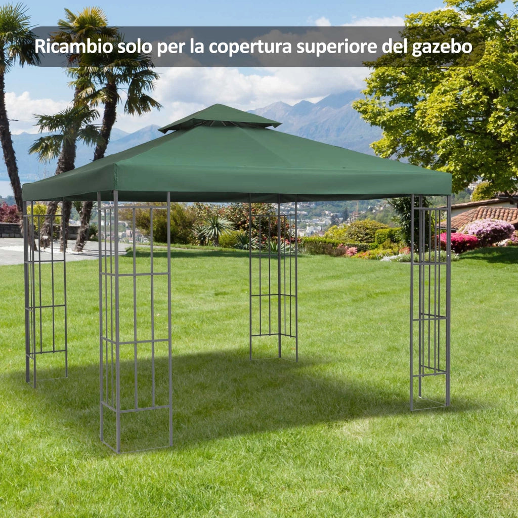 Tetto di Ricambio per Gazebo da Giardino Doppio Tetto 3x3m