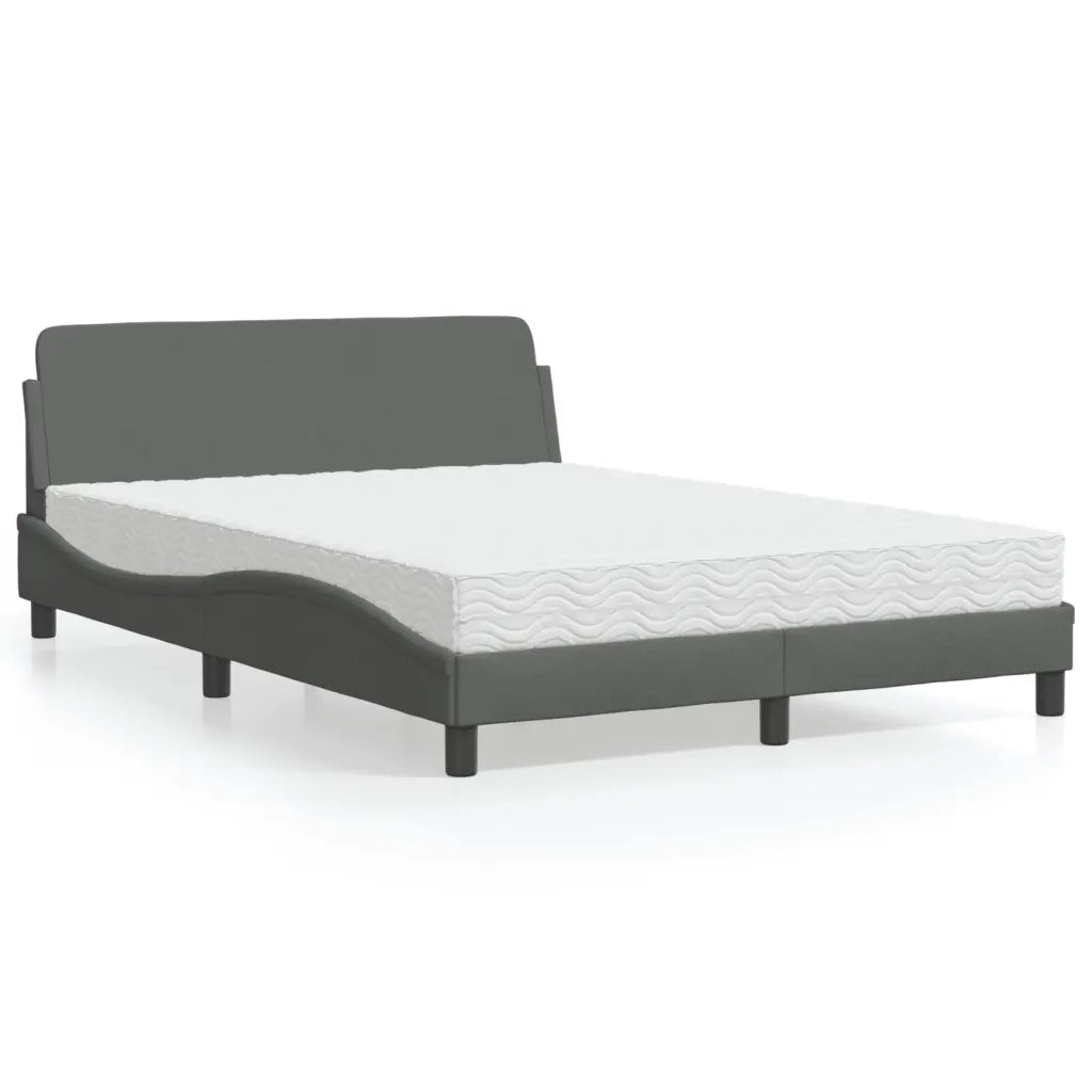 Letto con Materasso-Struttura Letto con Materasso Dover Grigio Scuro 140x190 cm Tessuto