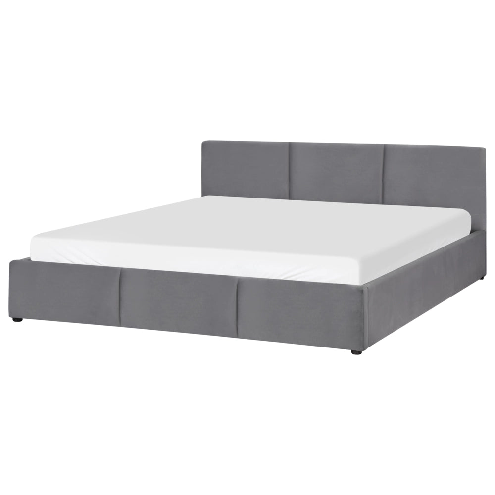 Letto Ottomano Grigio Scuro Velluto Tappezzato 180 x 200 cm Testiera Travestita Funzione Contenitore