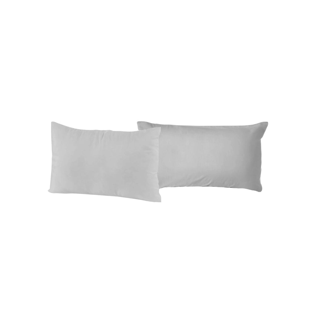 Coppia di Federe 52x82 cm in Cotone Tinta Unita Grigio Chiaro
