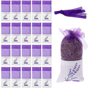 Zaketti di Lavanda 20 Pezzi - Lavanda Seca - Sacchetti di Organza di Cotone - Impermeabili - Sostenibili - Design Respirante - Sacchetti di Profumo