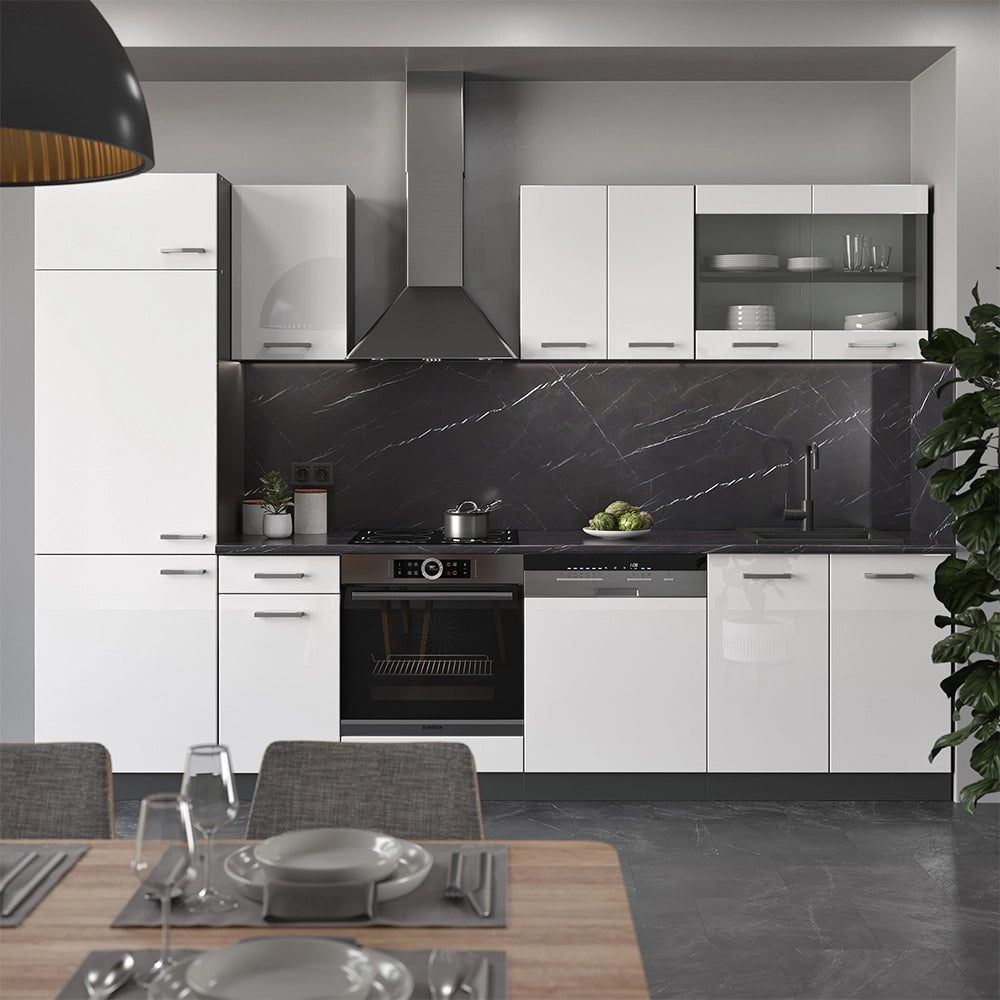 Vicco Cucina componibile Bianco lucido/antracite 300 cm , PL Antracite