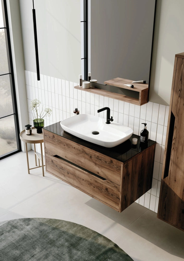 Specchio decorativo in legno "Galia 80" - 60 x 14 x 100 cm - Noce scuro