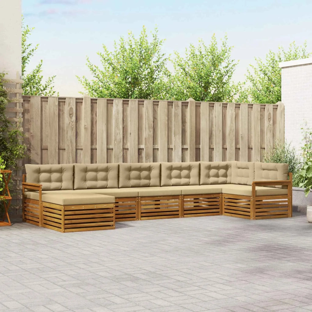 Set di divani da esterno con cuscino 7 pcs Naturale e Beige