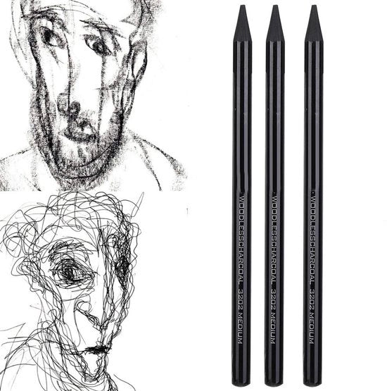 Set di matite a grafite professionale con punte di carbonio antirottura - varie sfumature di grigio - regalo per artisti - ecologico - qualità morbida/media/dura - matite a carbonio a cera di carbone.