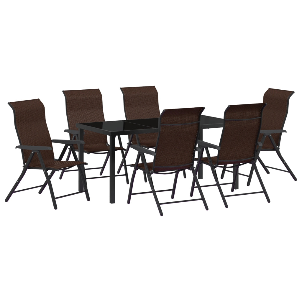 Set da Giardino 7 Pezzi Marrone Polyrattan