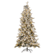Albero di Natale artificiale innevato preilluminato con supporto in metallo 210 cm bianco