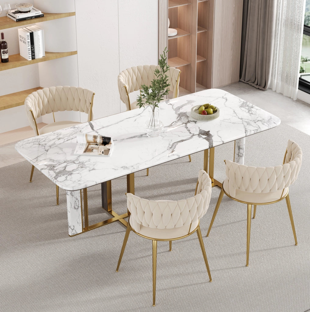 Sedia da pranzo in velluto color avorio con schienale sagomato e gambe in metallo; 57;1 x 43 x 70 cm