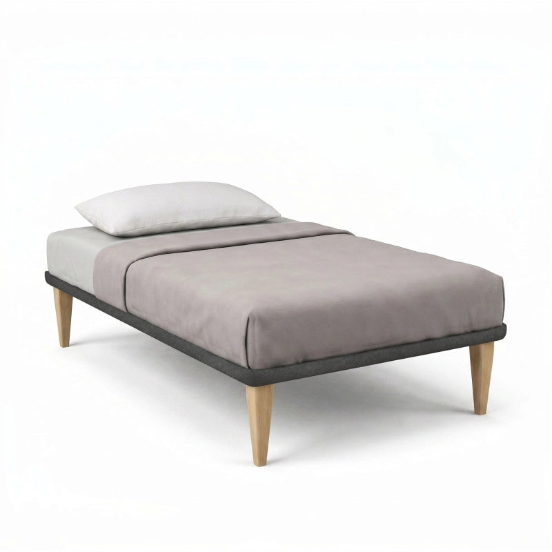 Letto imbottito Singolo 80x190 cm Tessis - Con rete,Microfibra,Grigio