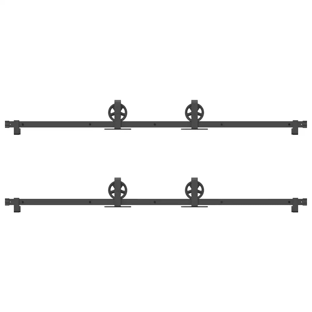 Kit di Binari per Porte Scorrevoli 366 cm Acciaio Nero CFW3557180