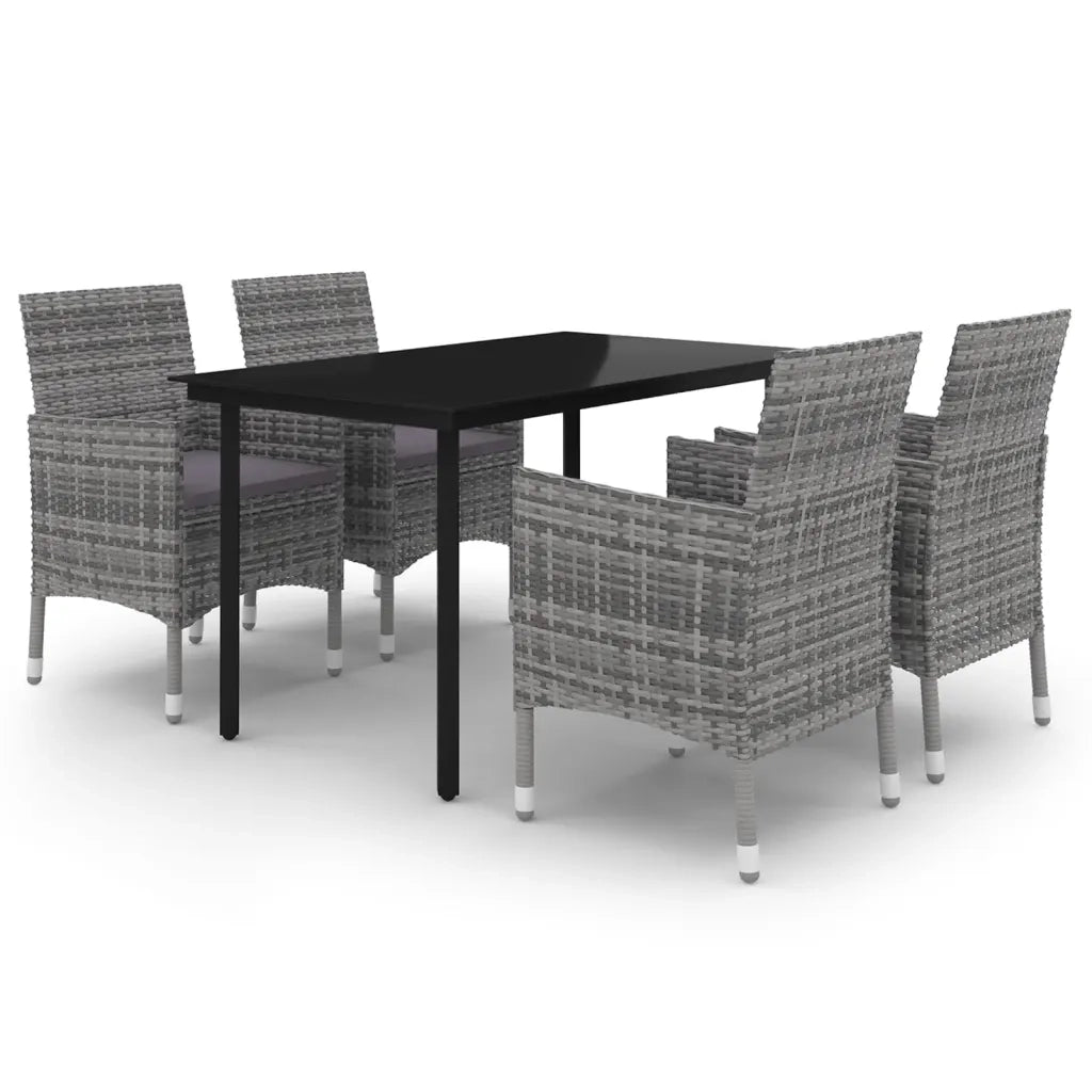 Set da Pranzo da Giardino 5 pz con Cuscini Polyrattan e Vetro cod mxl 39910