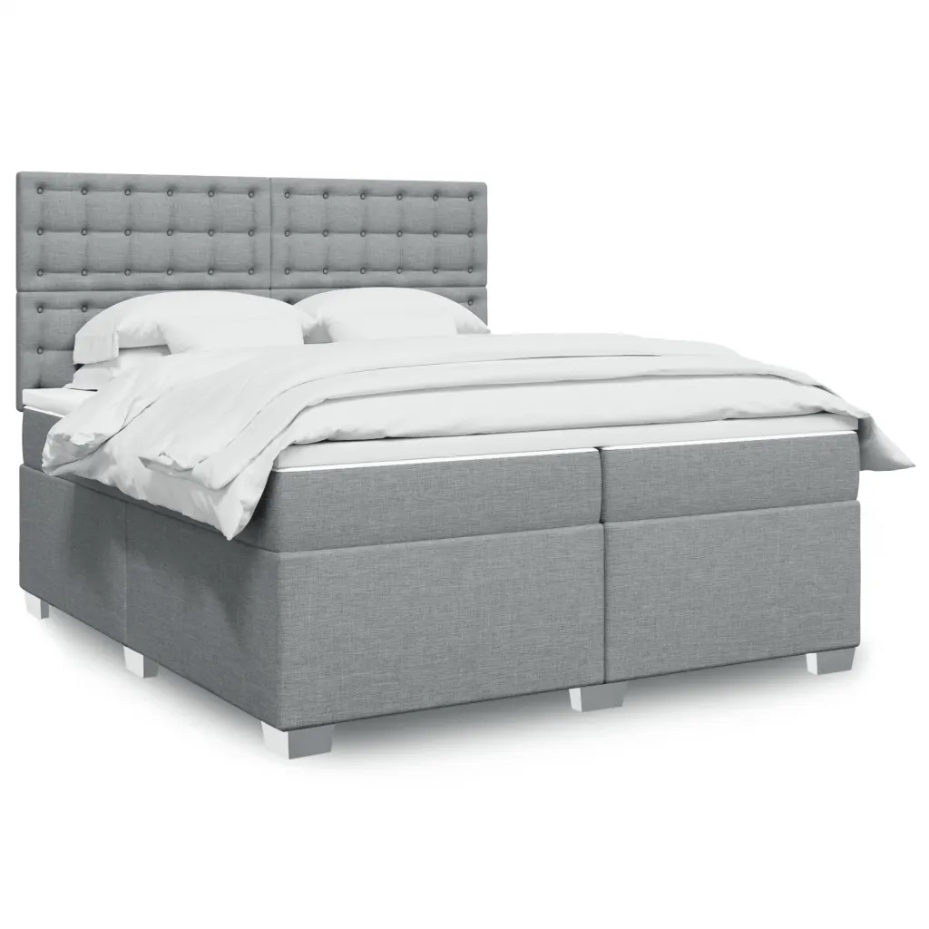 Giroletto a Molle con Materasso Grigio Chiaro 200x200cm Tessuto 3292909