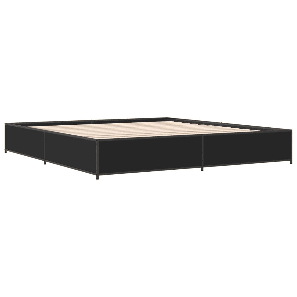 Giroletto Nero 160x200 cm in Legno Multistrato e Metallo