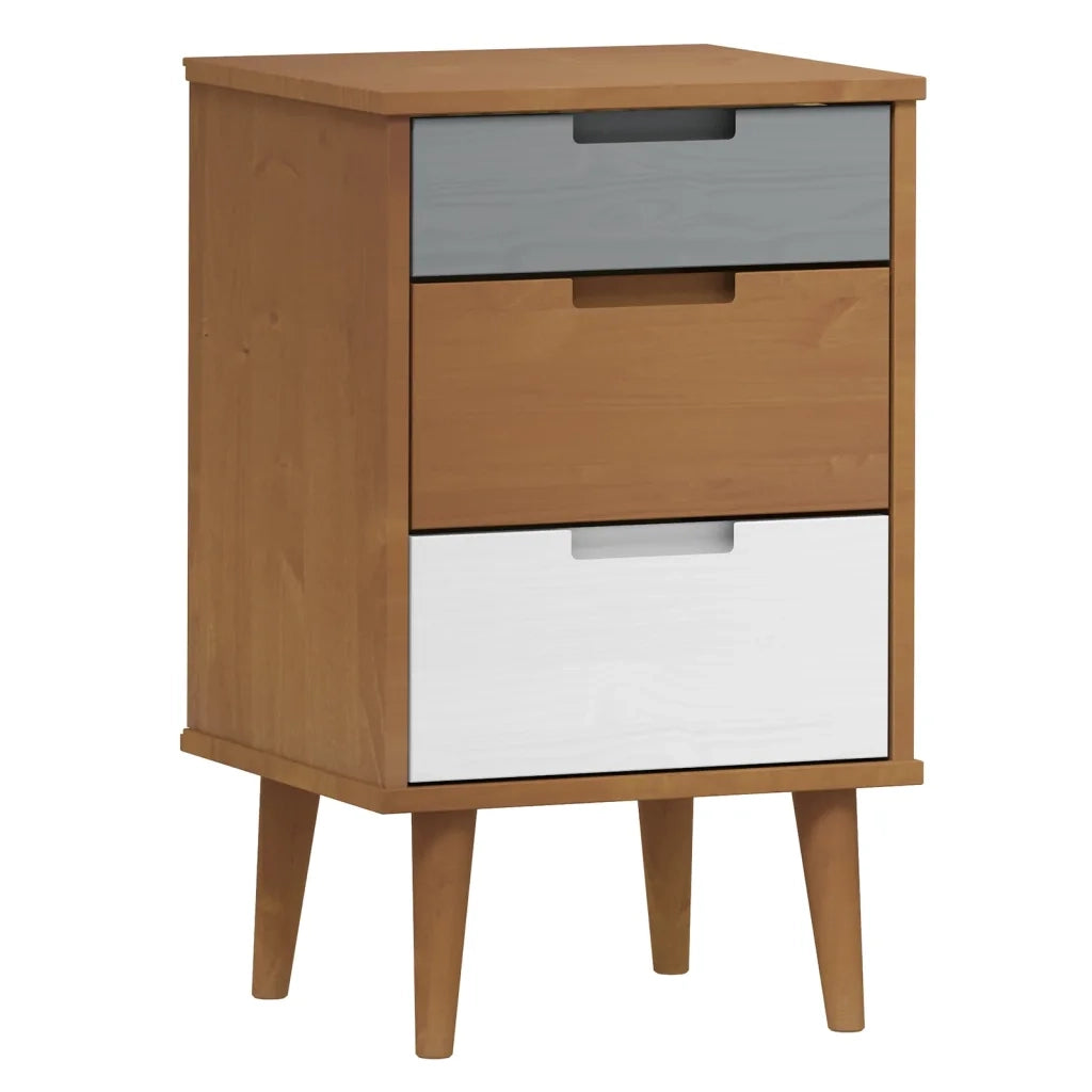 Comodino | Armadio da Notte | Mobiletto da notte Marrone MOLDE 40x35x65 cm in Legno Massello di Pino
