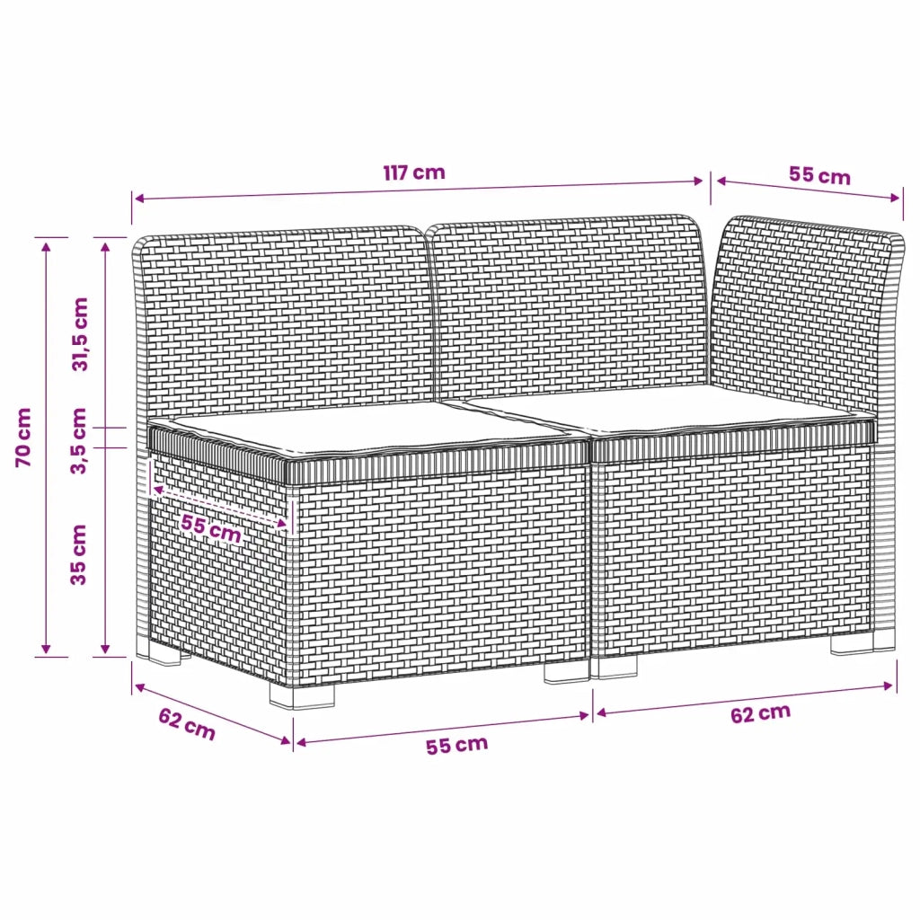 Divano da esterno-Divano da Giardino a 2 Posti con Cuscini Aspetto Rattan PP 199523