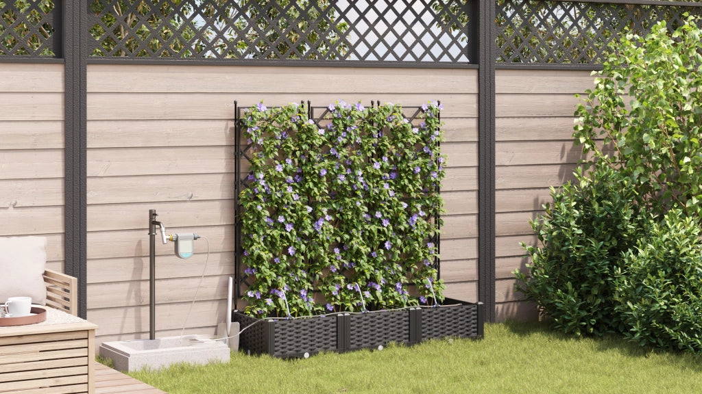 Vasi da Giardino con Sistema di Irrigazione 3 pz Nero