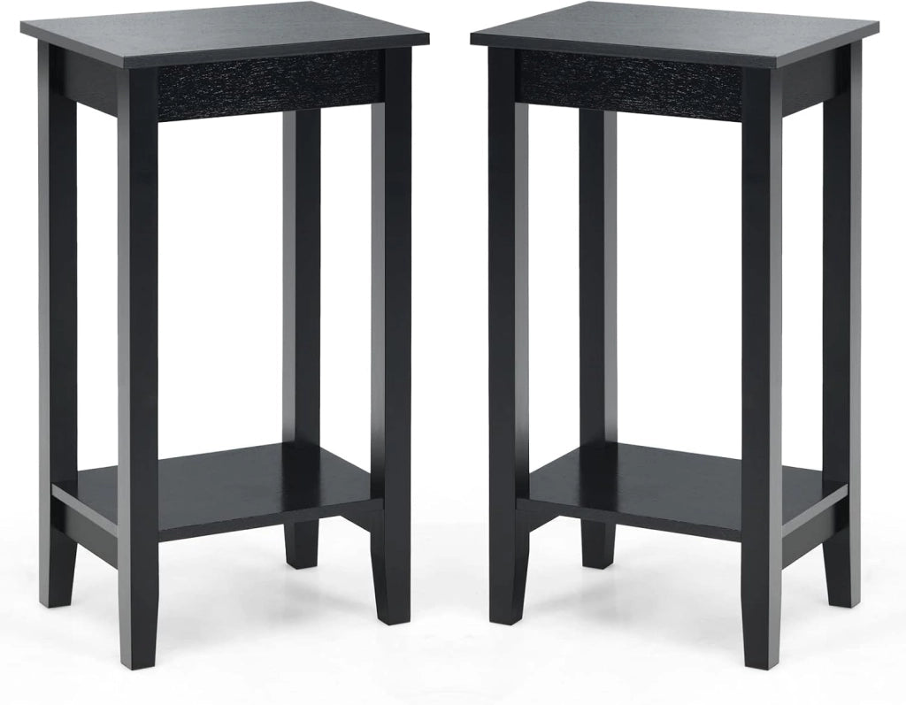 Tavolino da Divano in Legno, Comodino a 2 Livelli con Scaffale, Tavolino da Salotto Semplice, Adatto per Camera di Letto, Soggiorno, Ufficio, 39,5 x 29,5 x 74 cm, 3 Colori