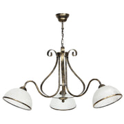 Lampadario Luminex Antica retro ottone 3 vetri E27