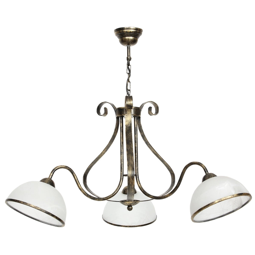 Lampadario Luminex Antica retro ottone 3 vetri E27