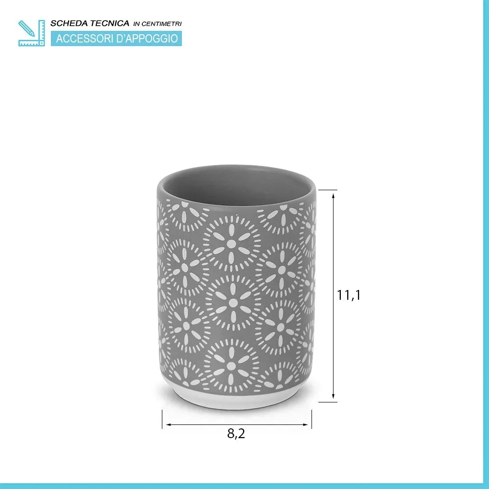 Portaspazzolino da appoggio in ceramica grigio multiuso  Circus