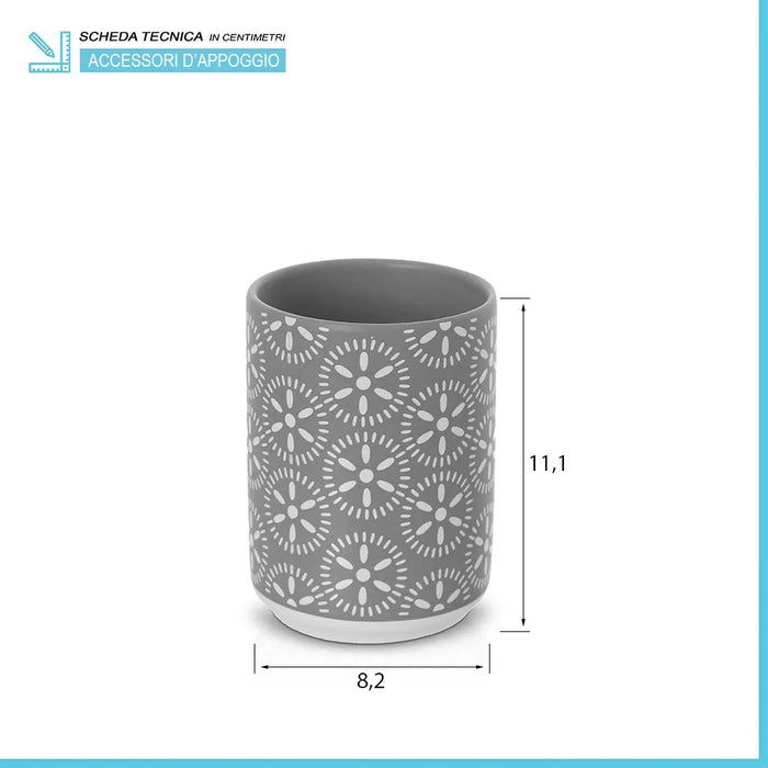 Portaspazzolino da appoggio in ceramica grigio multiuso  Circus