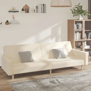 Divano Letto a 2 Posti Crema in Tessuto 375730