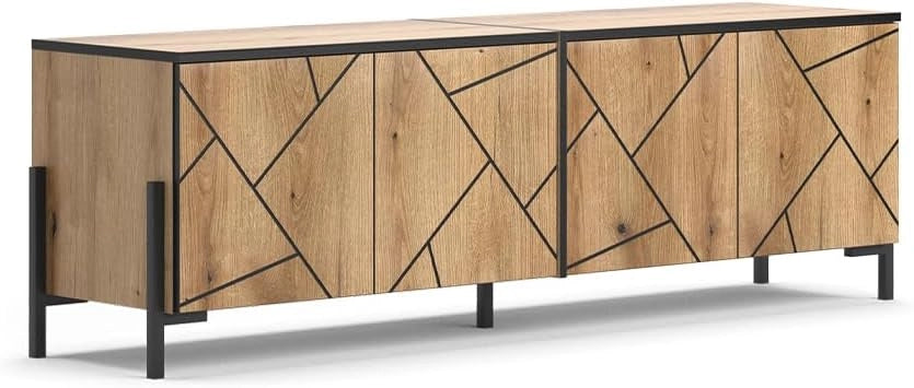 Mobile tv Hatto, Rovere, 156.8 x 50 cm, adatto per riporre e conservare in camera da letto