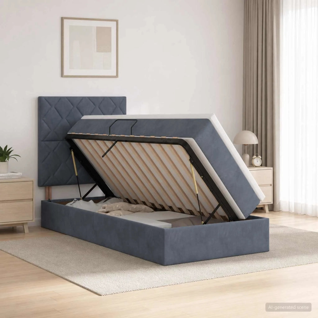 Letto con contenitore e materasso Grigio Scuro 90 x 200 cm 3459724