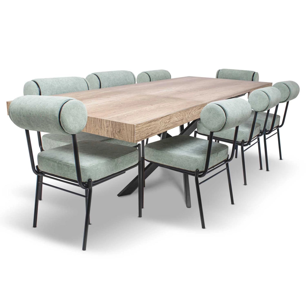 Figaro - Tavolo da pranzo allungabile con gambe incrociate 140(220)x90 cm, rovere rustico