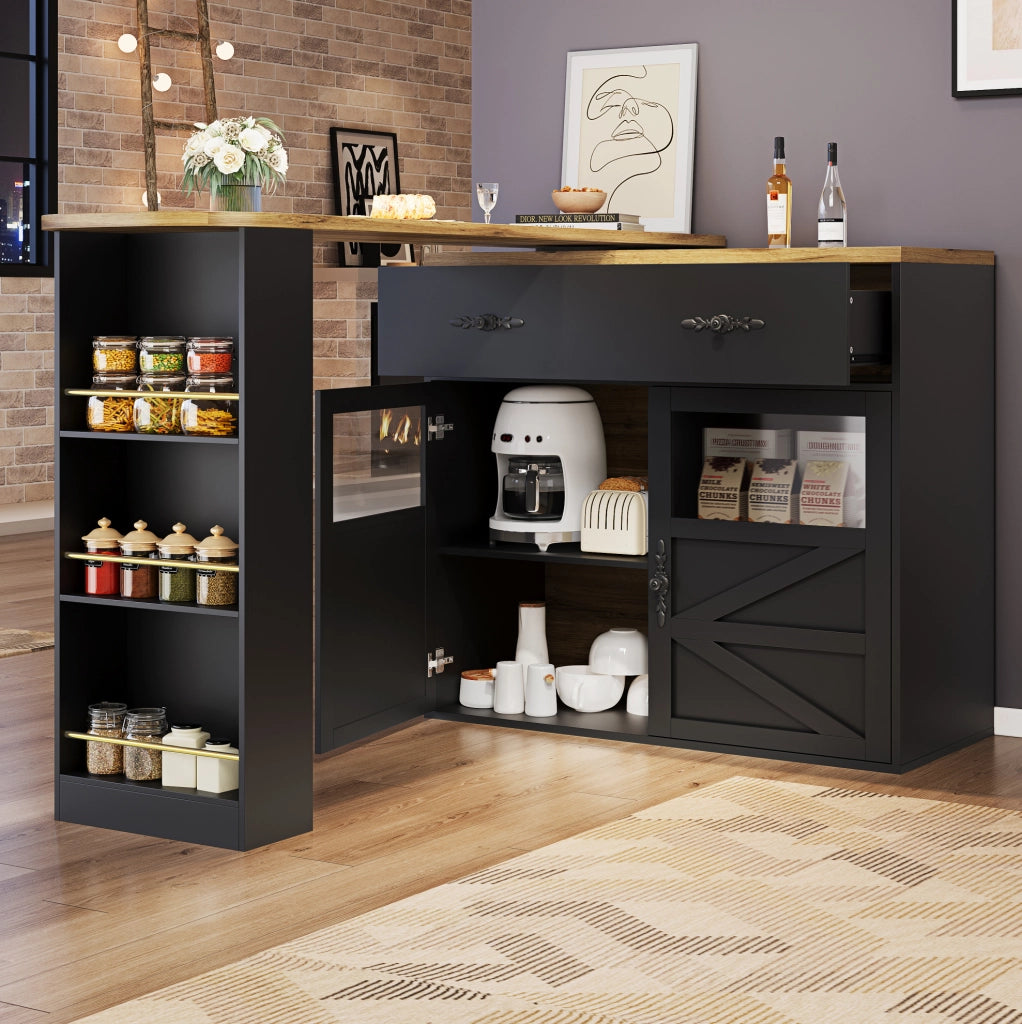 TAVOLO BAR ESTENSIBILE GIREVOLE 138-204x39x104 cm MDF NERO