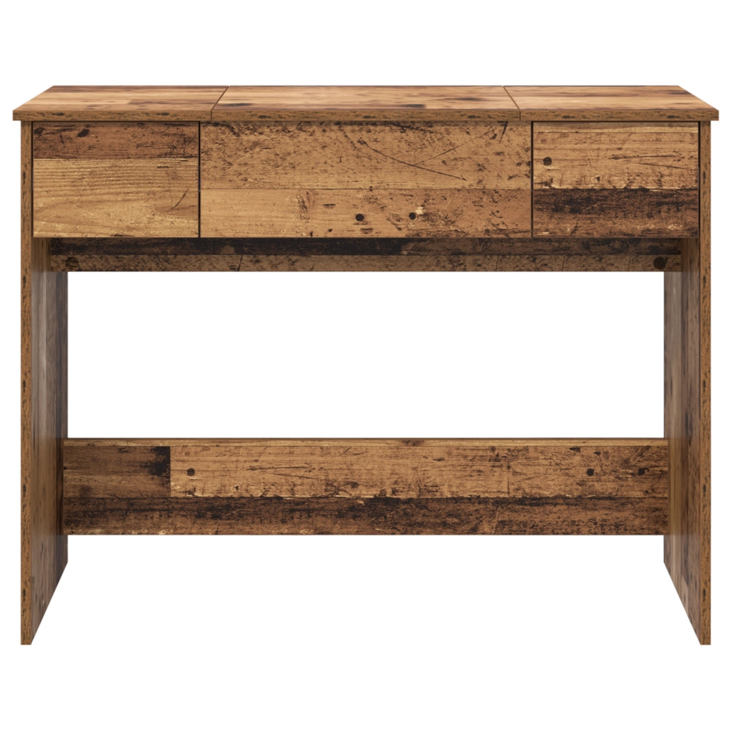 Toletta con specchio legno invecchiato 100x45x76 cm