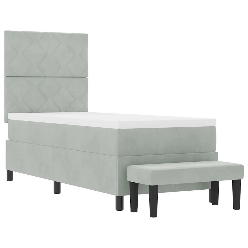 Letto a molle con materasso Grigio chiaro 80 x 200 cm Velluto 3344540