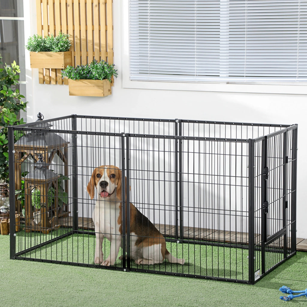 Recinto per Cani Aggiustabile ¨C zephmum ¨C Grigio 6 Pannelli 82.5-150x79x81 cm