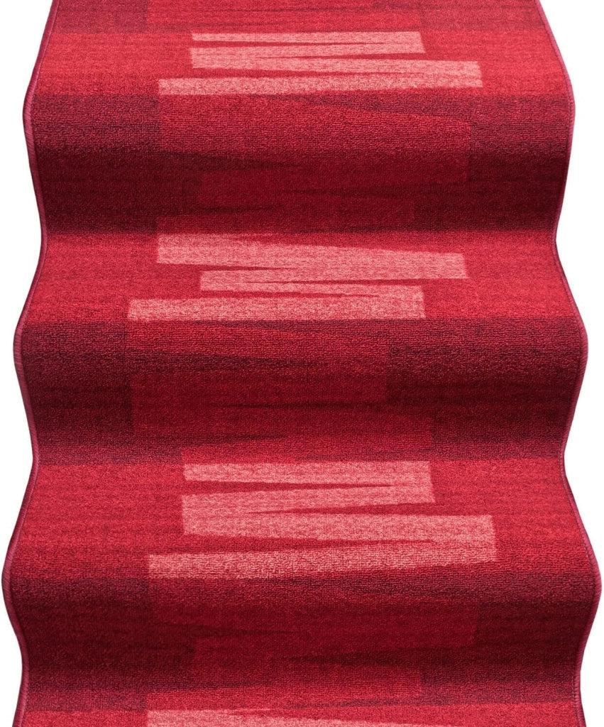 Passatoia Scala Bordata 67x850 cm Ingresso Corridoio Tappeto Cucina Gradini Zig Zag Bordeaux