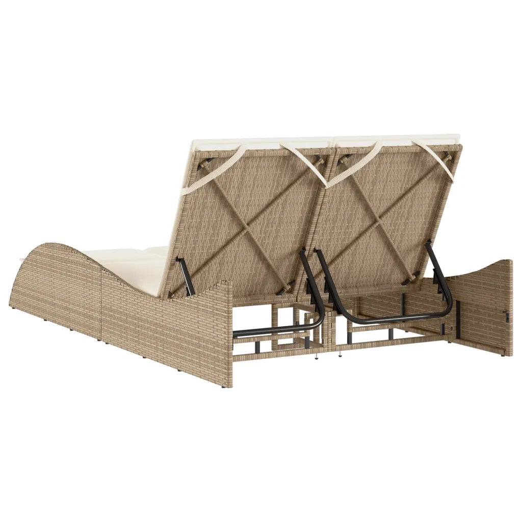 Lettino Prendisole | Sdraio da giardino | Lettino da sole con Cuscini Beige 114x205x73 cm Polyrattan