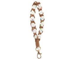 Sostegno per Chiavi in Stile Bohemiano - Sostegno per Chiavi a Maglia - Sostegno per Chiavi Macramé - Filo di Cotone - Chiusura a Grappino Robusta - Anello per Chiavi