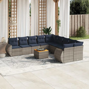 Set Divani da Giardino 11 pz con Cuscini Grigio in Polyrattan 3225200