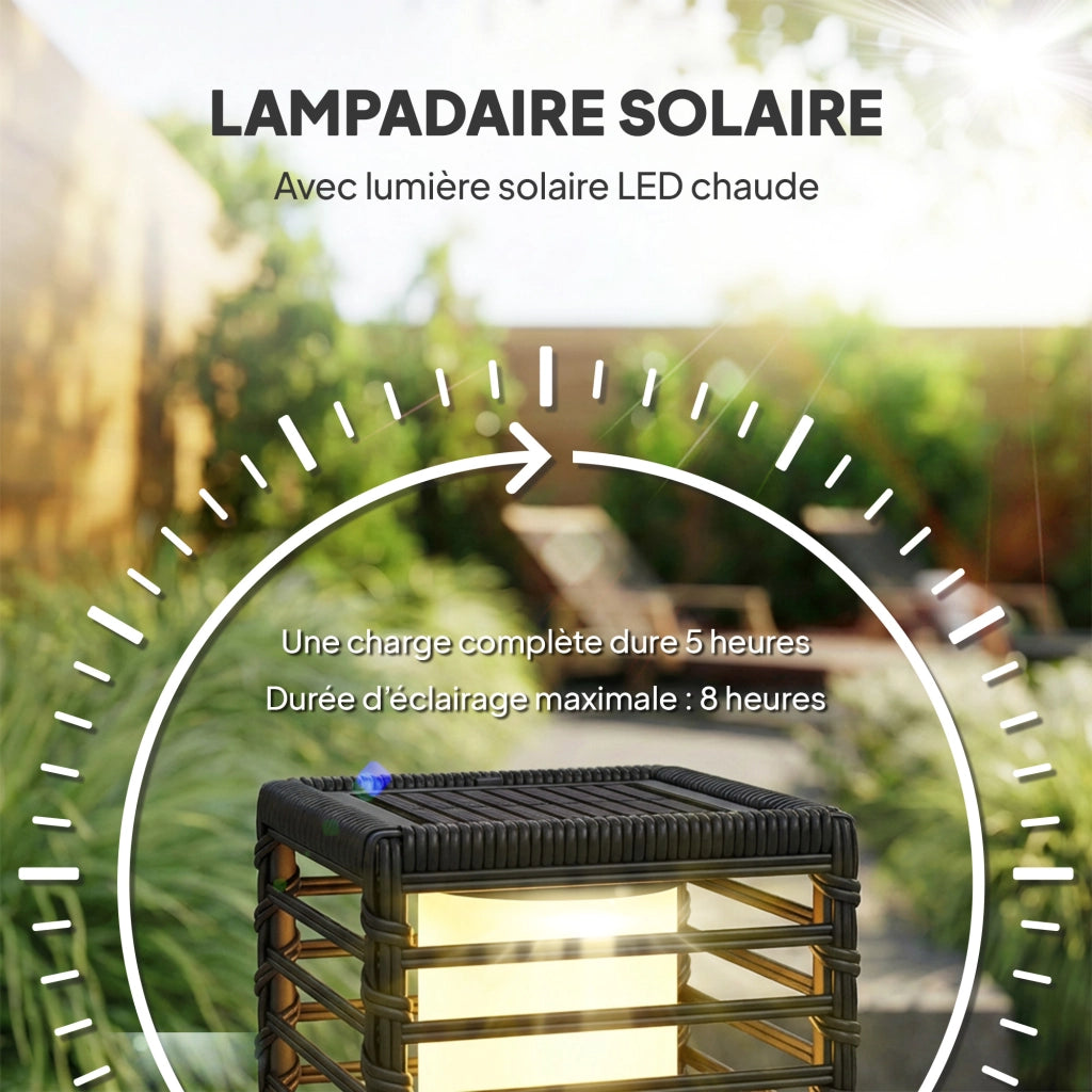 Lampada da giardino solare in resina ¨C zephmum ¨C 16x16x68 cm nero