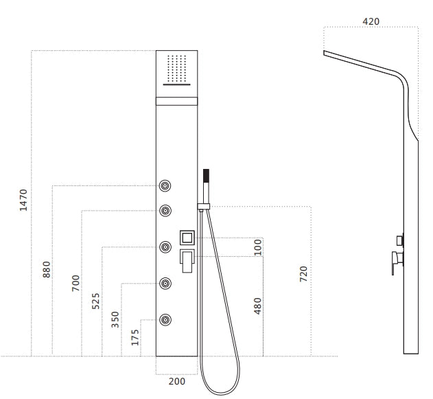 Colonna doccia pannello idromassaggio effetto cascata YH8123 NIZZA - Bianco